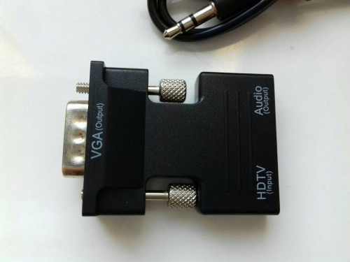 Konwenter sygnału z HDMI do VGA 1080p+Audio, D-Sub, Jack 3,5mm, czarny