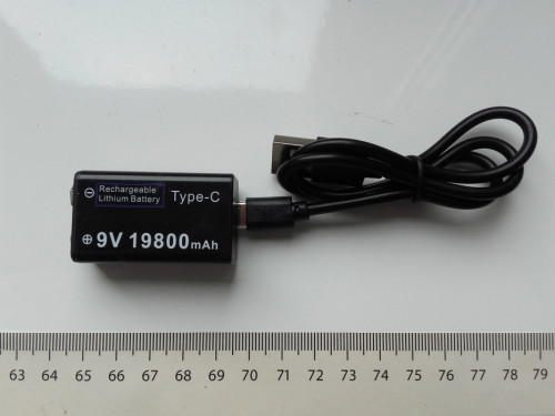 Akumulator 6F22, 9V z ładowaniem USB-C, LED, Li-ion, 198mAh 1980mah 19