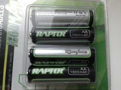 Akumulatorki Ni-MH 1,2V, AA 1800mAh 4sztuki w opakowaniu RAPTOR R-S659