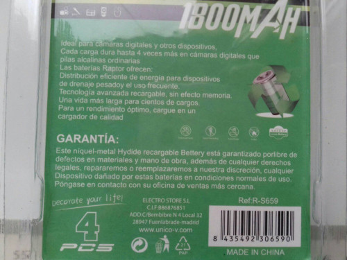 Akumulator Ni-MH 1,2V, AA 1800mAh 1 sztuka RAPTOR R-S659, PowerMart 84