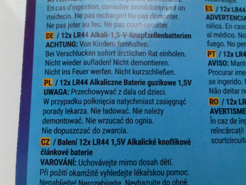 Baterie Alkaliczne, 1,5V LR44 (AG13), Alkaline A-Rorce, cena za 1 sztu