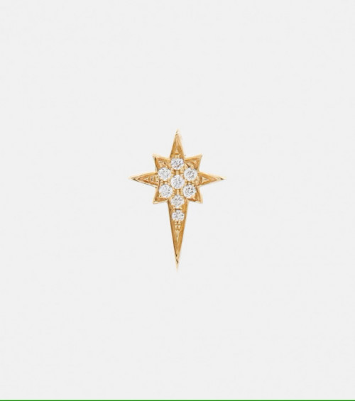 North Star Mały pojedynczy kolczyk z 14-karatowego złota z diamentami