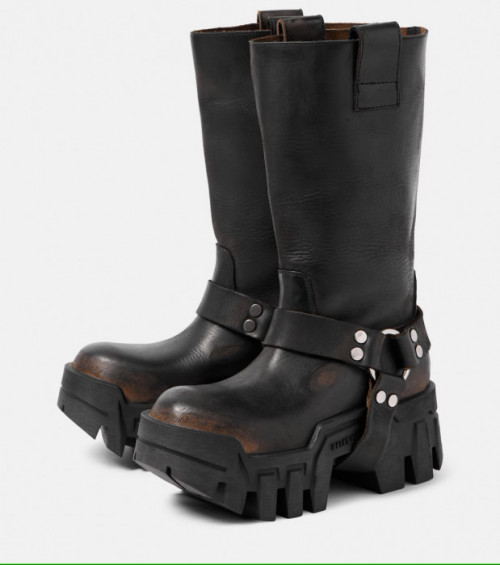 Skórzane buty w kolorze czarnym