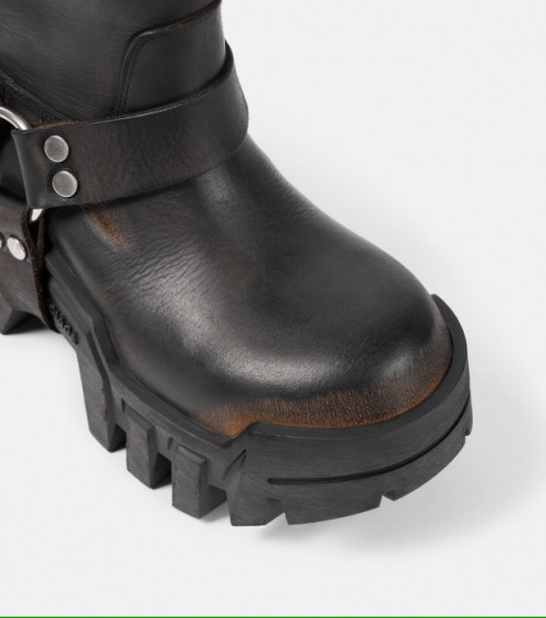 Skórzane buty w kolorze czarnym