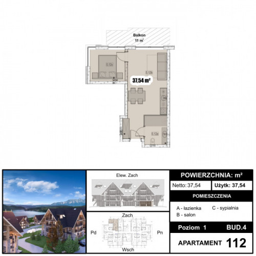 Apartament 37,54 m² – stan deweloperski