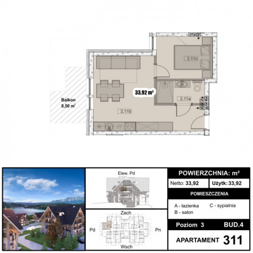 Inwestycja - 33,92 m2 w stanie deweloperskim