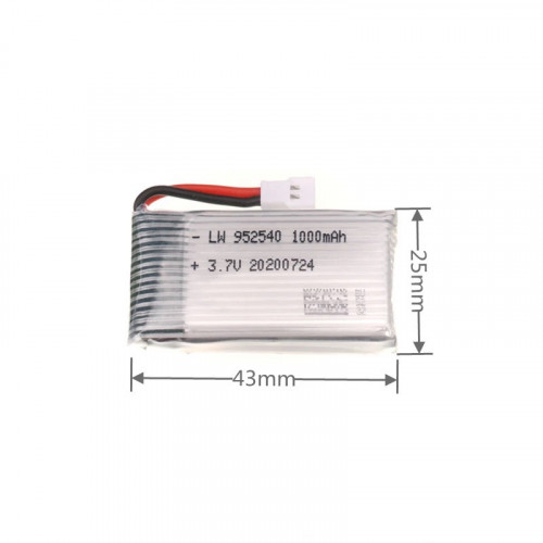 Akumulator LiPo 3,7V, 1000mAh, z wtyczą MX2.0, 16g, NOWY, 952540 OLNYL