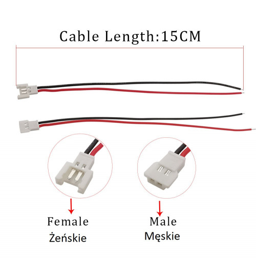 Kable do RC, MX2.0 wtyczka+gniazdo, złacze do akumulatora drona, 15cm