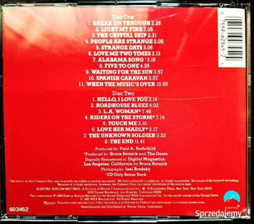 Polecam Unikatowy Zestaw CD 6 płytowy Kultowego zespołu The Doors Wers