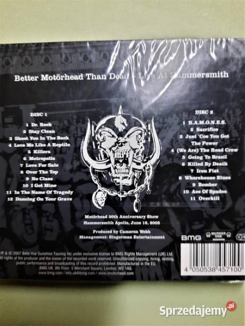 Sprzedam Rewelacyjny Koncert Motorhead 2xcd