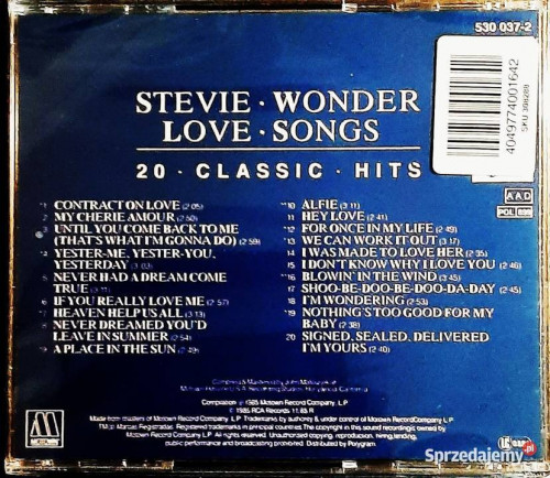 Wspaniały Album CD STEVIE WONDER Album Love Songs - 20 Classic Hits