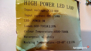 Lampa przednia LED 12-80V 3W hulajnoga elektryczna rower