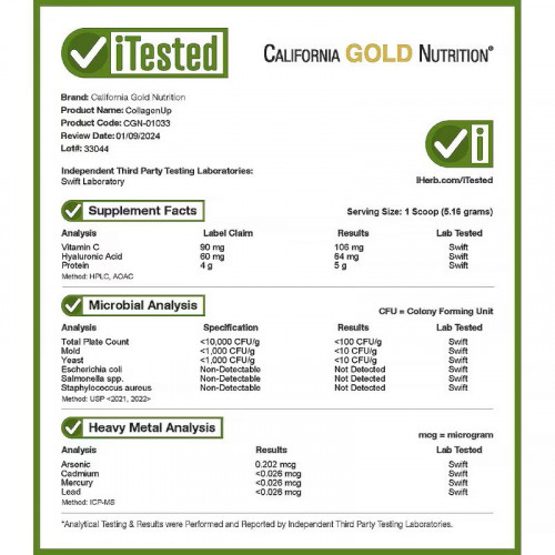 California Gold Nutrition, CollagenUP, hydrolizowane morskie peptydy