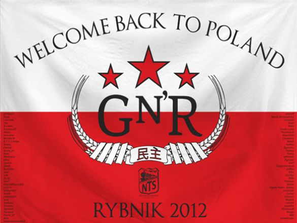 Flaga na koncert Guns N' Roses 11 lipca w Rybniku